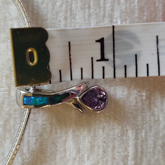 💲 SALE 💲⭐ Authentic SS Omega Chain AND Amethyst/Opal Pendant ⭐ - Picture 3 of 7